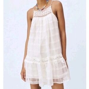 Zara Fairy Dress Womens Small Lace Ethereal Sheer Trapeze Boho Whimsical‎ White